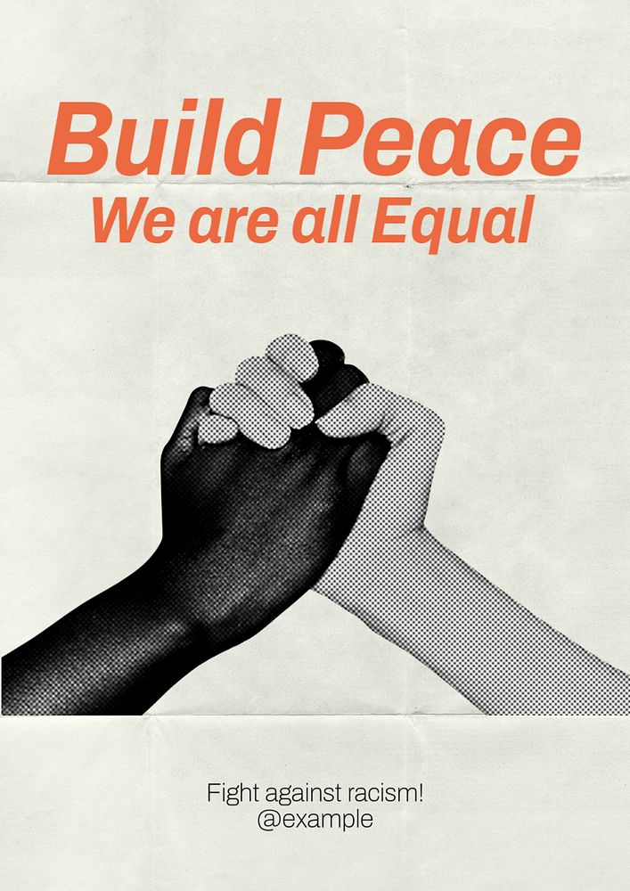 Peace & racism  poster template, editable text and design