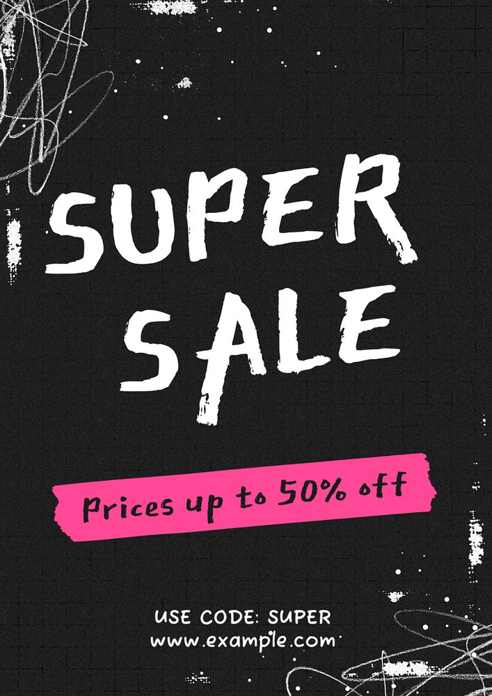 Super sale poster template, editable text and design