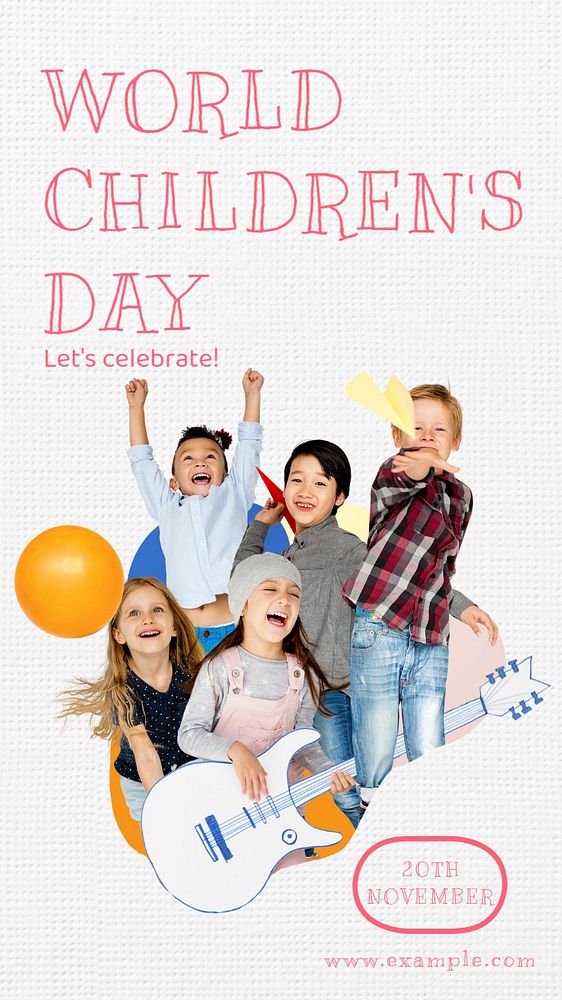 Children's day Instagram story template, editable text