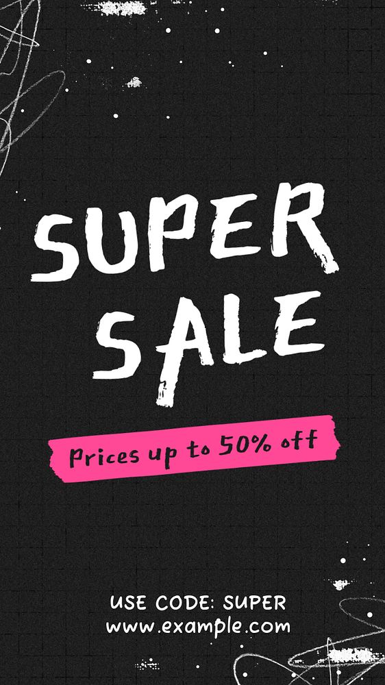 Super sale Instagram story template, editable text