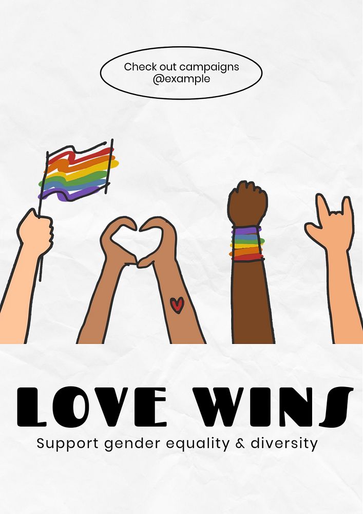 Love wins  poster template, editable text and design
