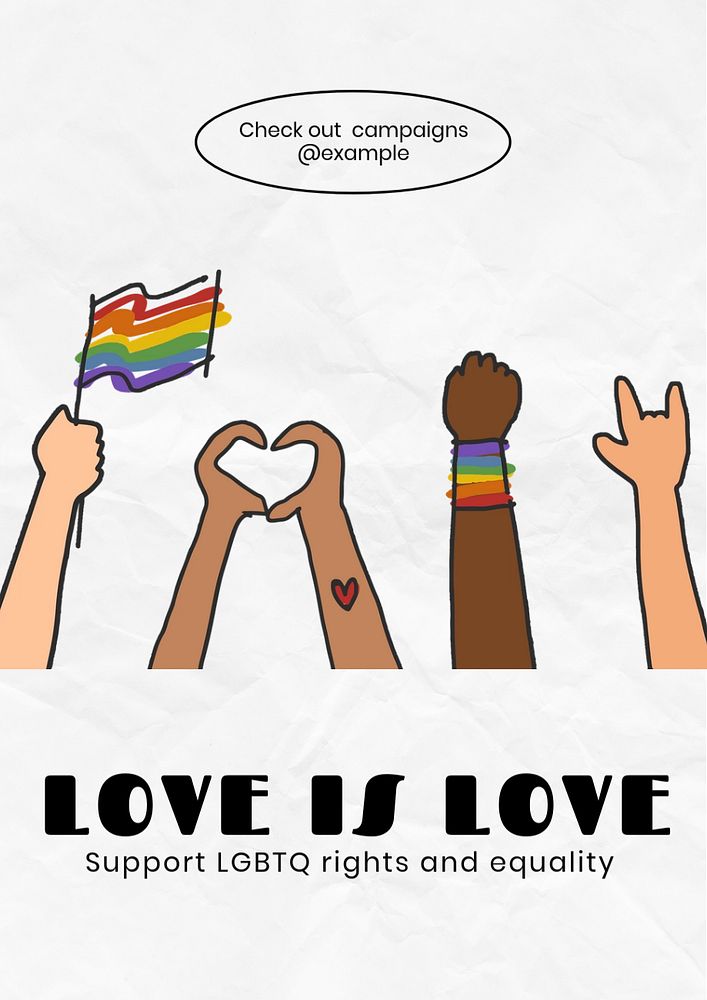 Love is love  poster template, editable text and design