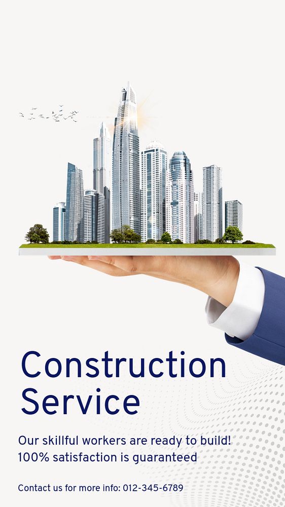 Construction service Instagram story template, editable text