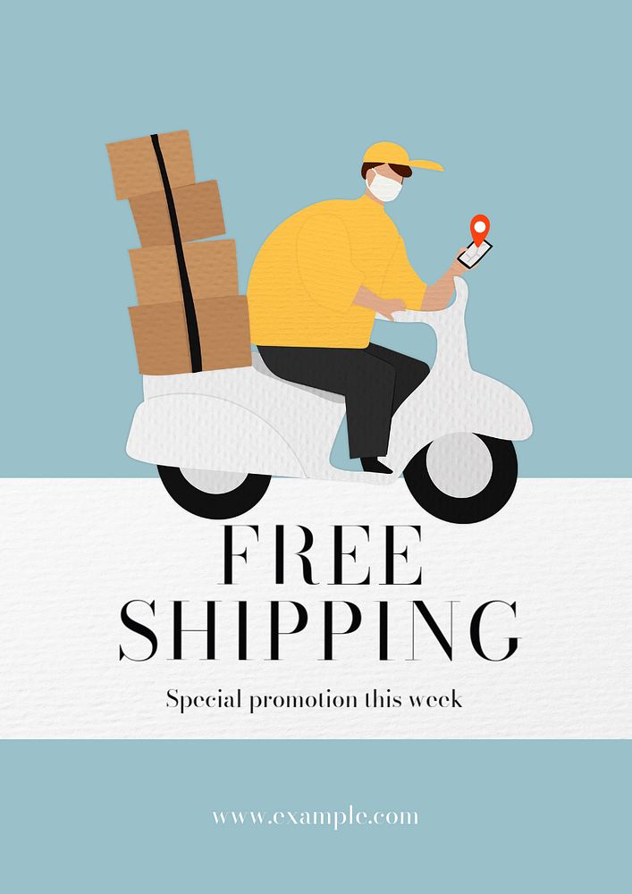 Free shipping poster template, editable text and design