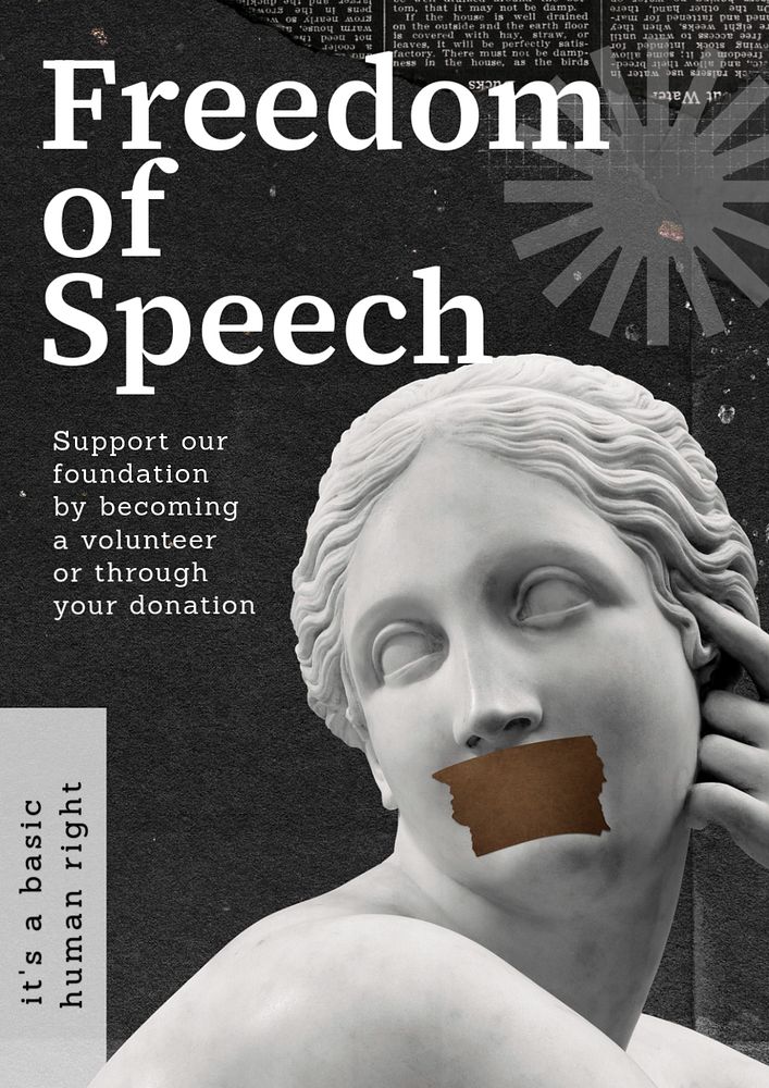 Freedom of speech  poster template, editable text and design