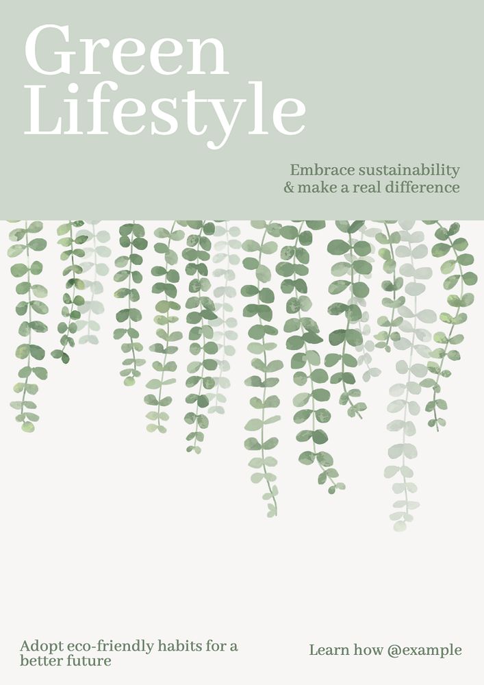 Green lifestyle poster template, editable text and design