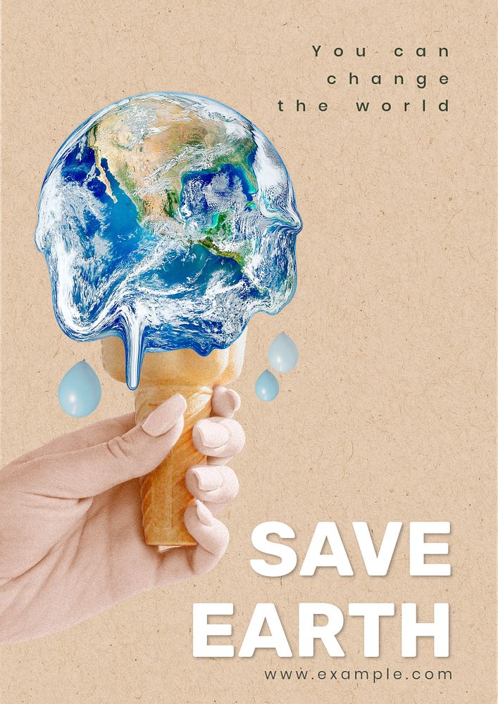 Save earth poster template, editable text and design