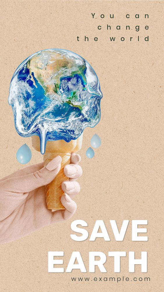 Save earth  Instagram story template, editable text