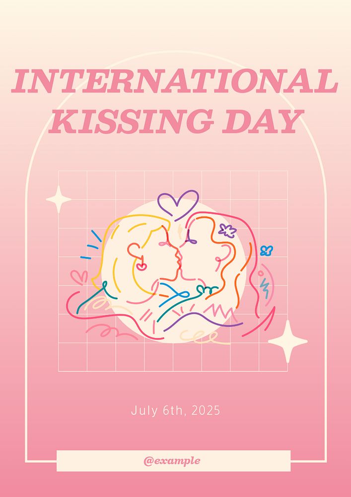 International kissing day poster template, editable text and design