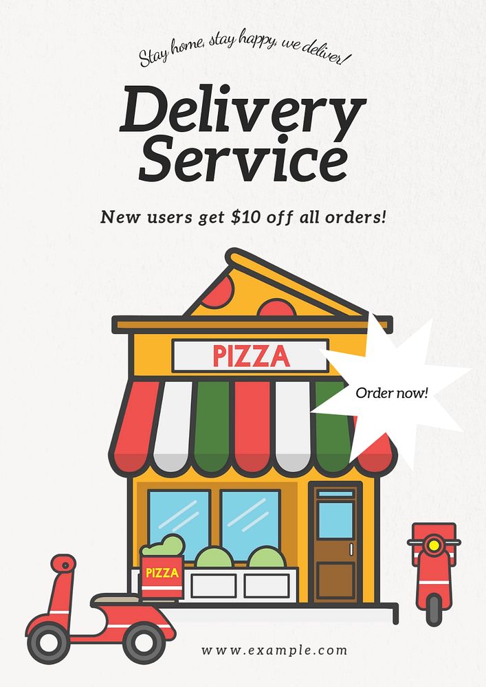 Delivery service poster template, editable text and design