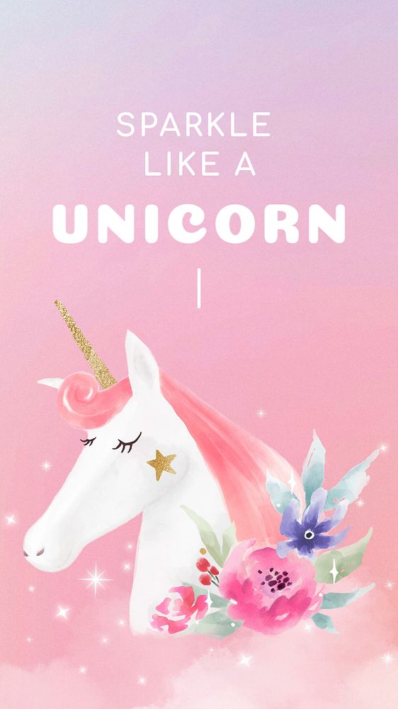 Unicorn quote Instagram story template, editable text