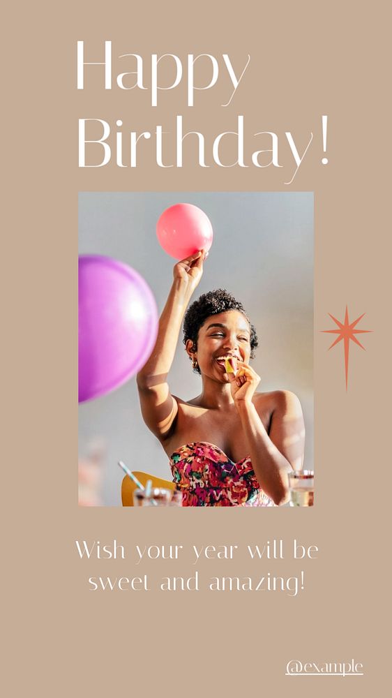 Happy Birthday Instagram story template, editable text