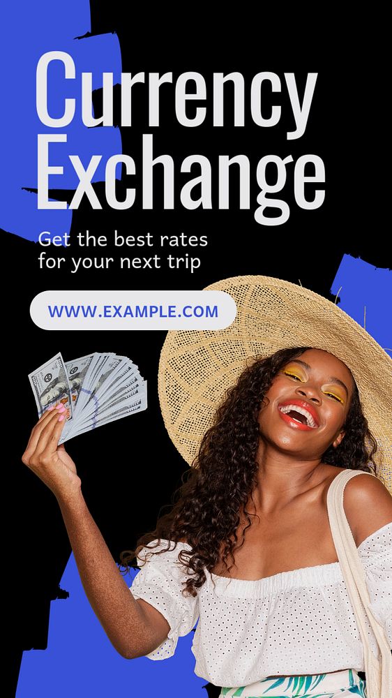 Currency exchange Instagram story template, editable text