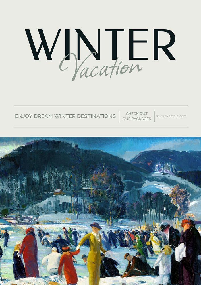 Winter vacation poster template, editable text and design