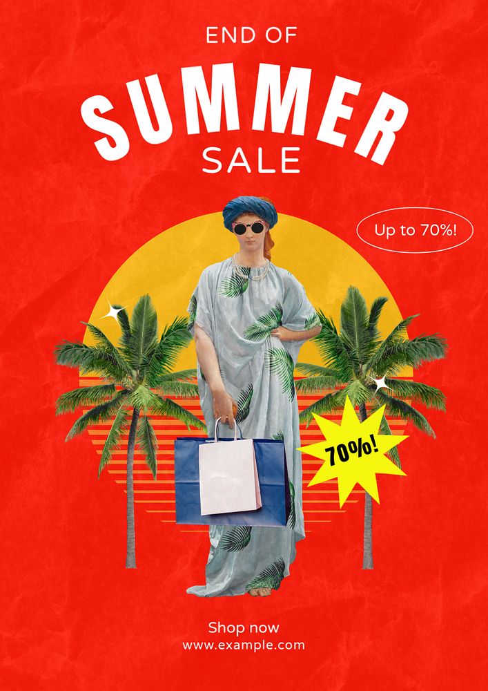 Summer sale poster template, editable text and design