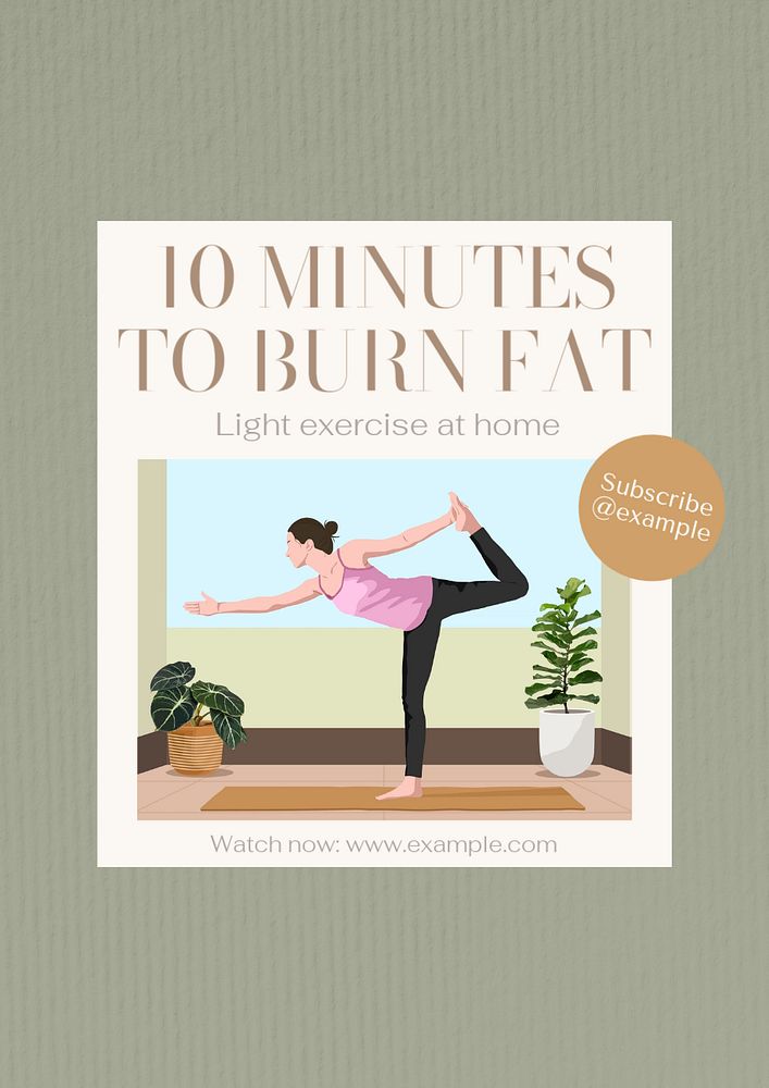 Home exercise poster template, editable text and design