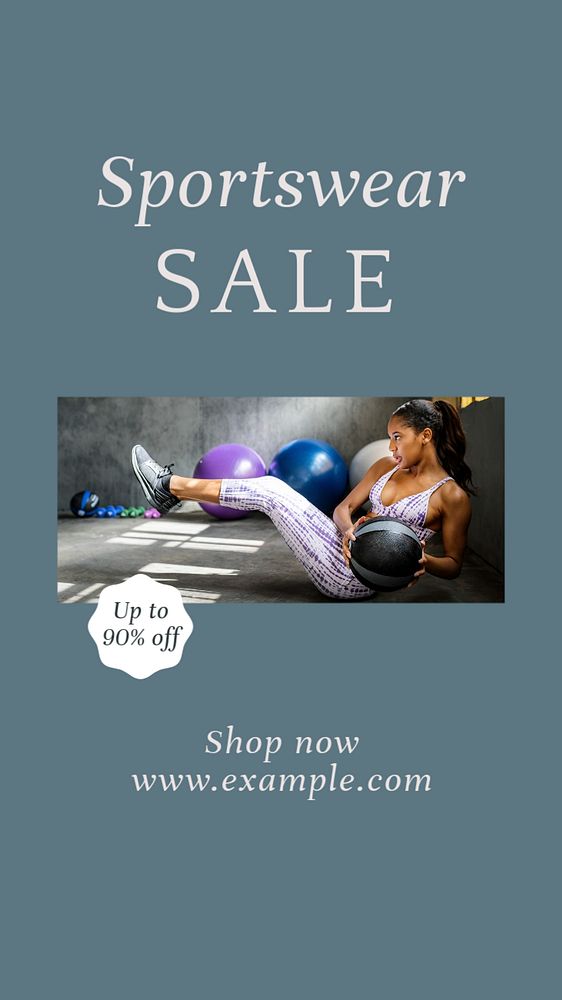 Sportswear sale Instagram story template, editable text