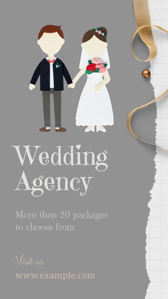 Wedding agency Instagram story template, editable text