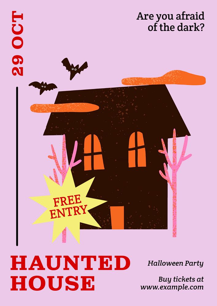 Halloween party invite poster template, editable text and design