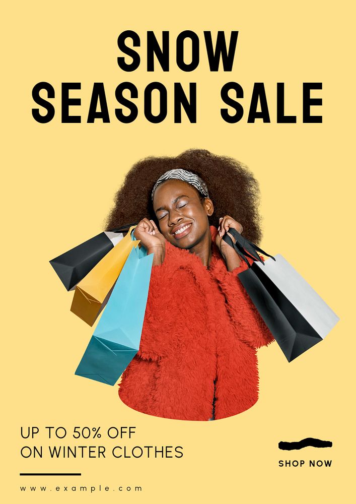 Winter sale poster template, editable text and design