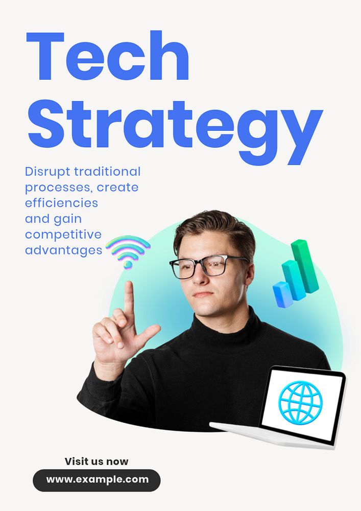 Tech strategy poster template, editable text and design