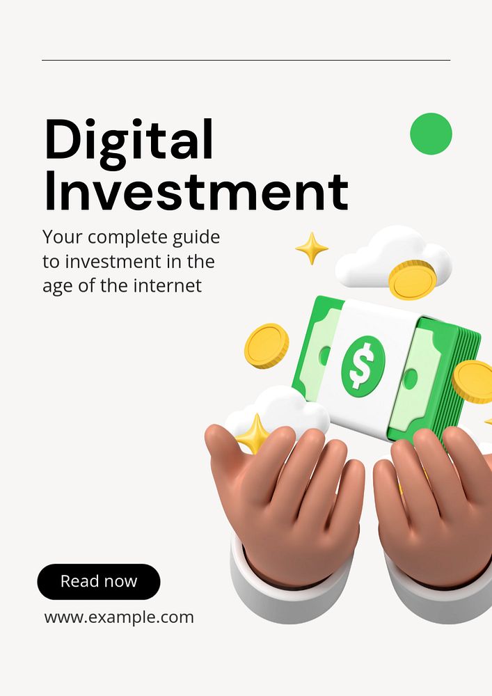 Digital investment poster template, editable text and design