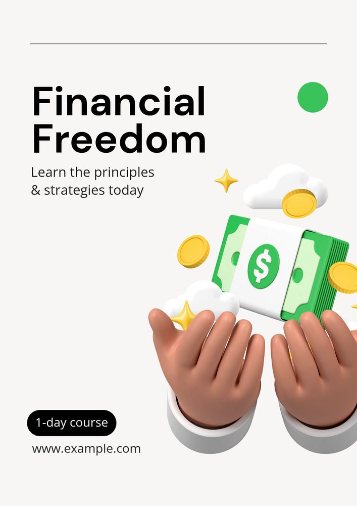 Financial freedom poster template, editable text and design