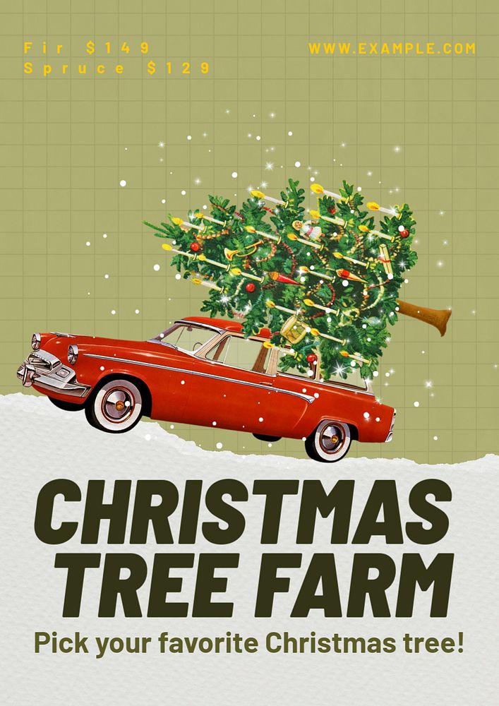 Christmas tree farm poster template, editable text and design