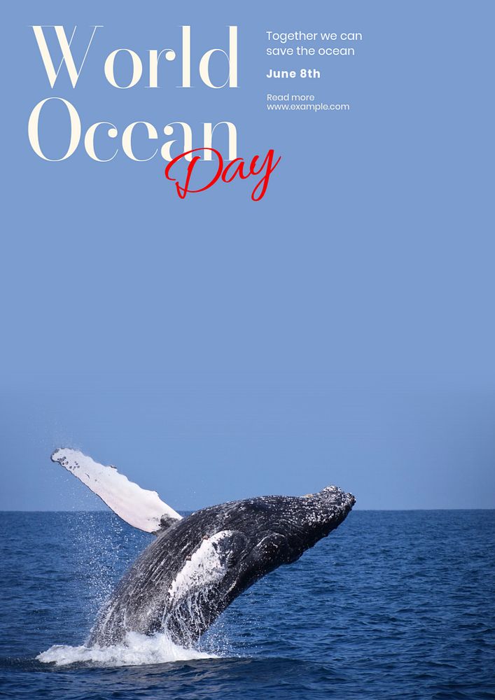 World ocean day poster template, editable text and design