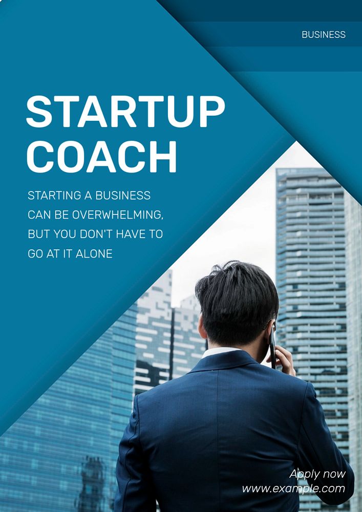 Startup coach business poster template, editable text and design