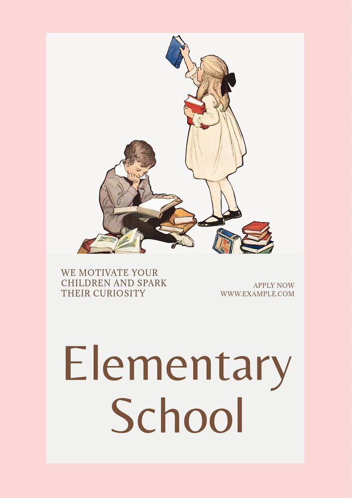 Elementary school poster template, editable text and design