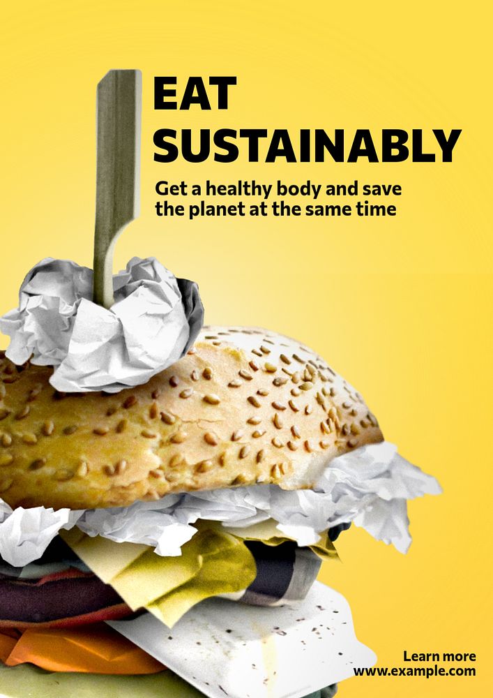 Eat sustainably poster template, editable text and design