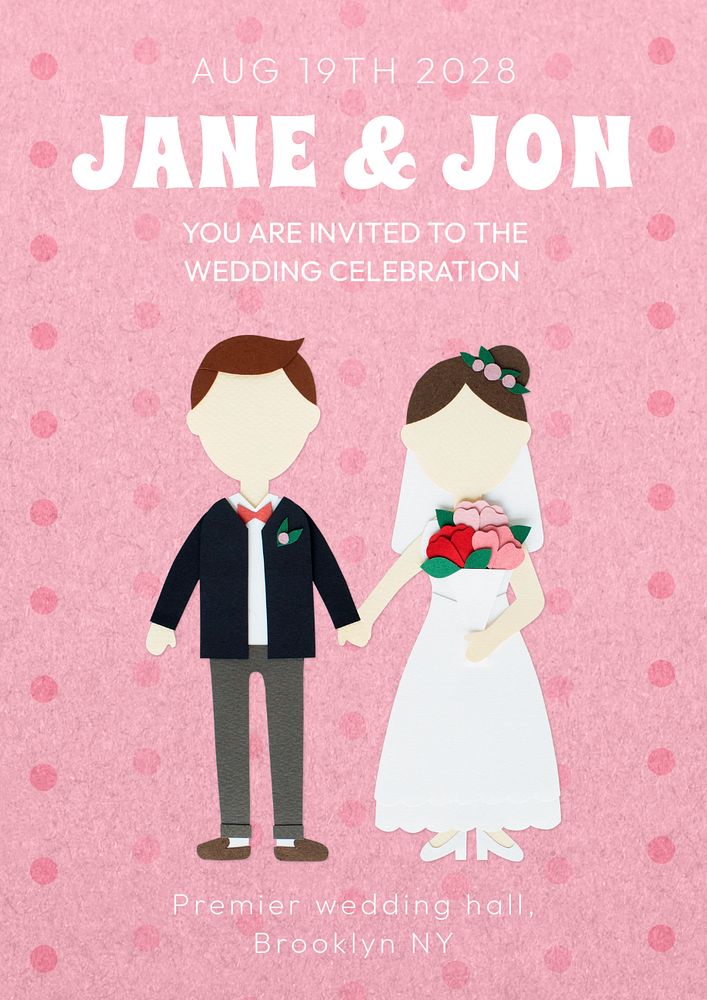 Wedding celebration poster template, editable text and design