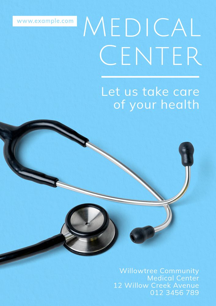 Medical center poster template, editable text and design