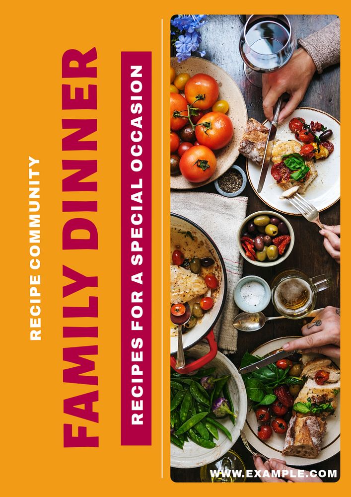 Family dinner poster template, editable text and design