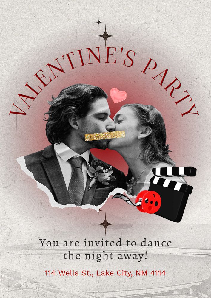 Valentine's party poster template, editable text and design