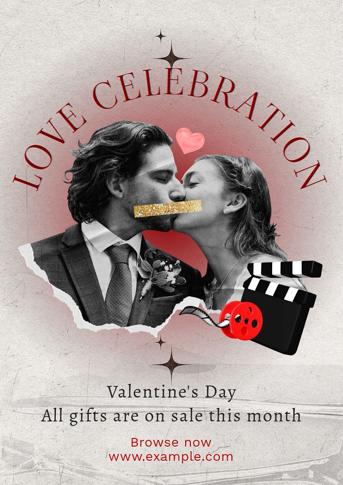 Love celebration poster template, editable text and design