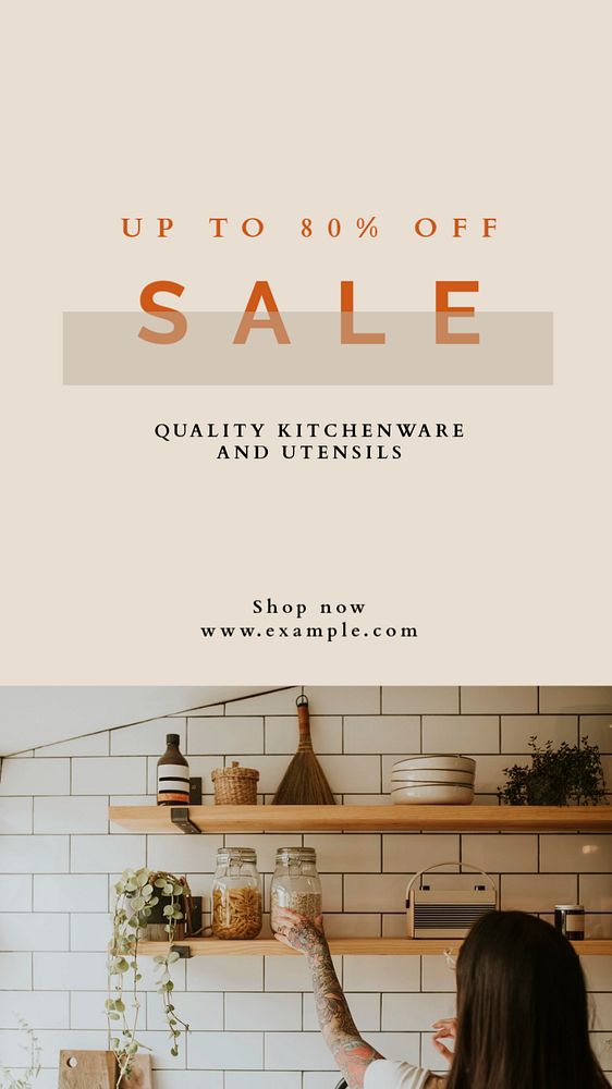 Kitchenware sale Instagram story template, editable text