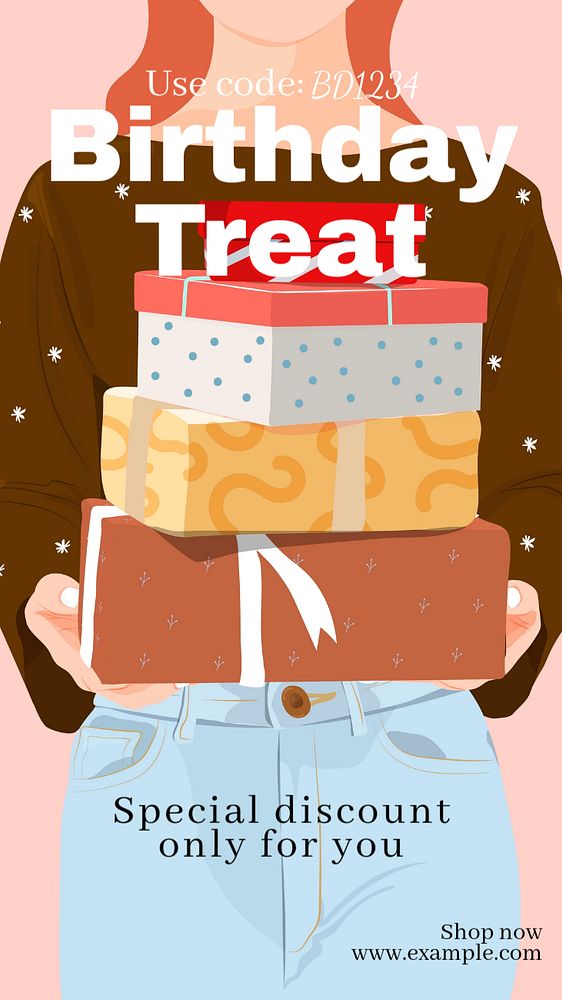 Birthday promotion Instagram story template, editable text