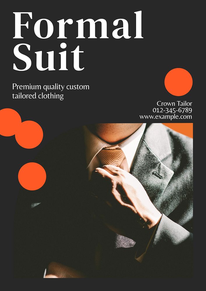 Formal suit poster template, editable text and design