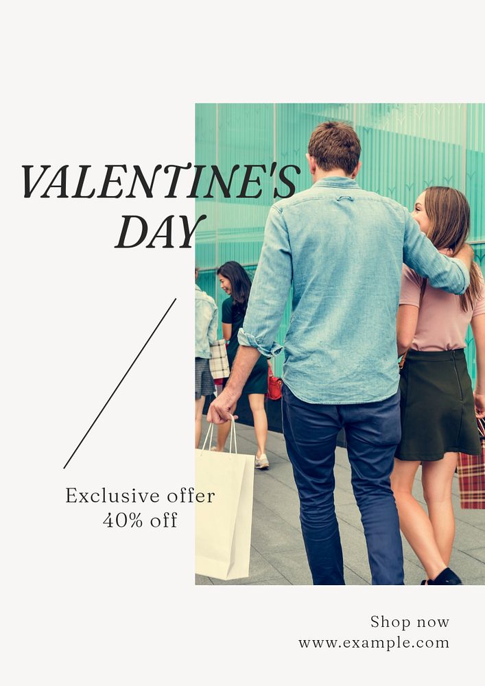 Valentine's day sale poster template, editable text and design