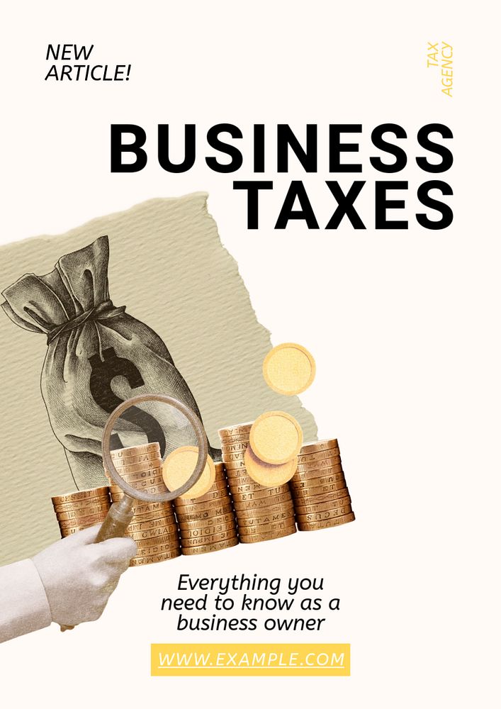 Business tax poster template, editable text and design