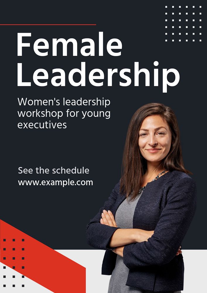 Female leadership poster template, editable text and design