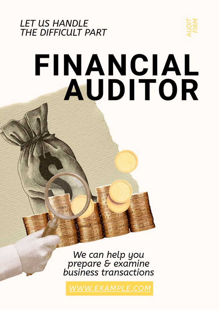 Financial auditor poster template, editable text and design