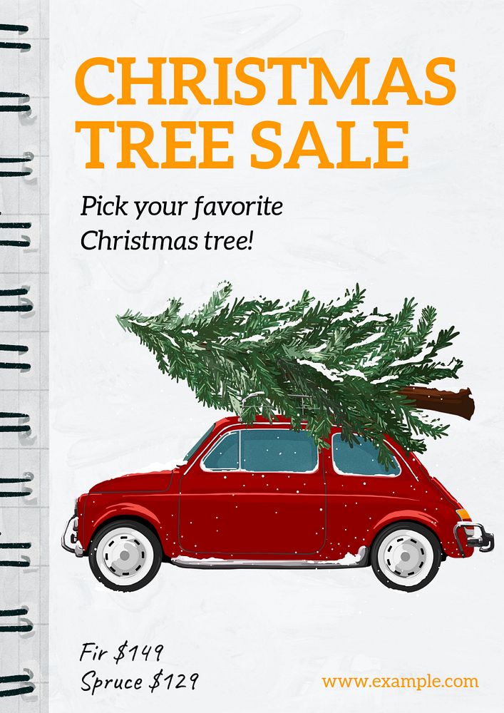 Christmas tree farm poster template, editable text and design