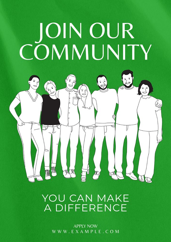 Join our community poster template, editable text and design