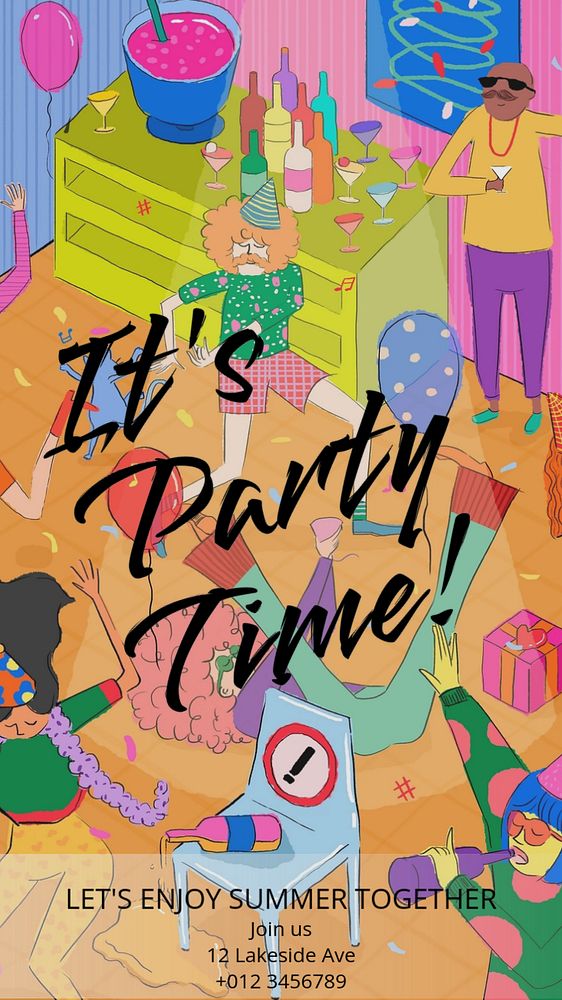 Party time Instagram story template, editable text