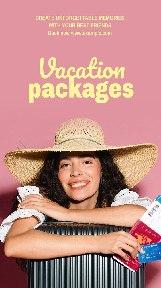 Vacation packages Instagram story template, editable text