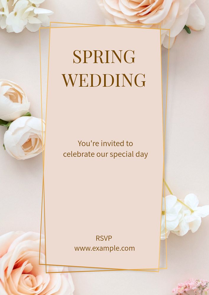 Spring Wedding  poster template, editable text and design