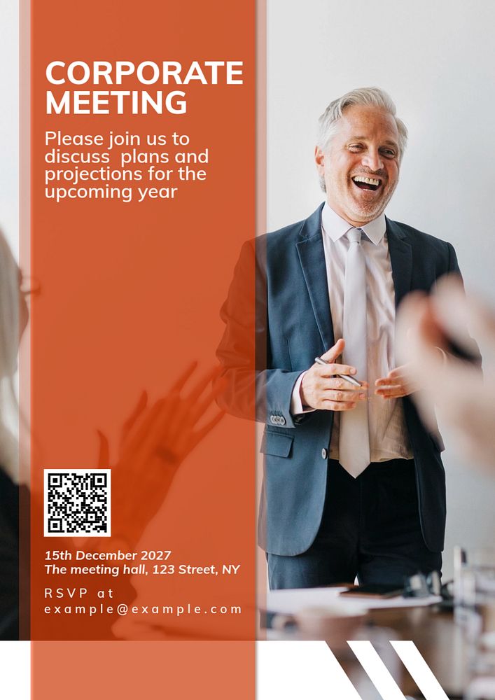 Corporate meeting poster template, editable text and design